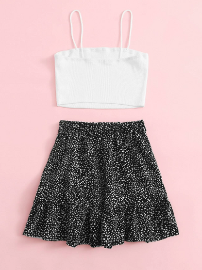 Ensemble Jupe noir et Top blanc