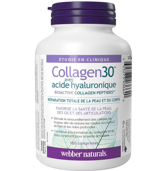 Collagen30 with Hyaluronic Acid (Peptides de collagène bioactifs) -Webber Naturals.