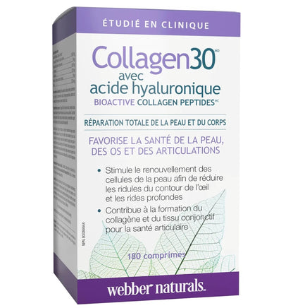 Collagen30 with Hyaluronic Acid (Peptides de collagène bioactifs) -Webber Naturals.